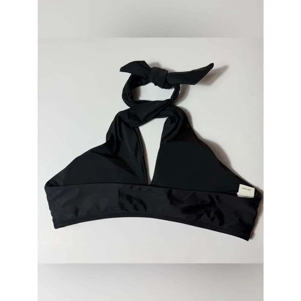 Aerie NWT Black Crossover Halter Bikini Top Size M